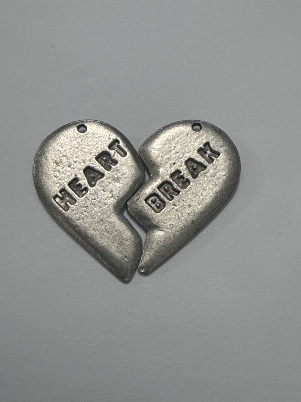 Vintage EH Pewter Jigsaw Heart Break Split Pendant Set